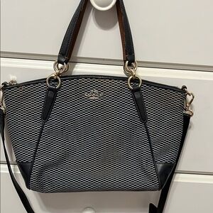 Coach Navy blue and gray Patterned Shoulder Bag